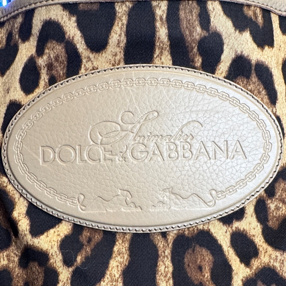 Dolce & Gabbana Leopard Print Tote in Brown and Black with Gold Trim - Picture 2 of 14